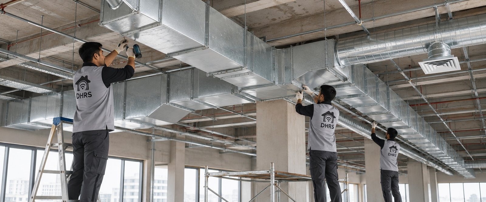 Professional AC Duct Installation in Dubai ceiling