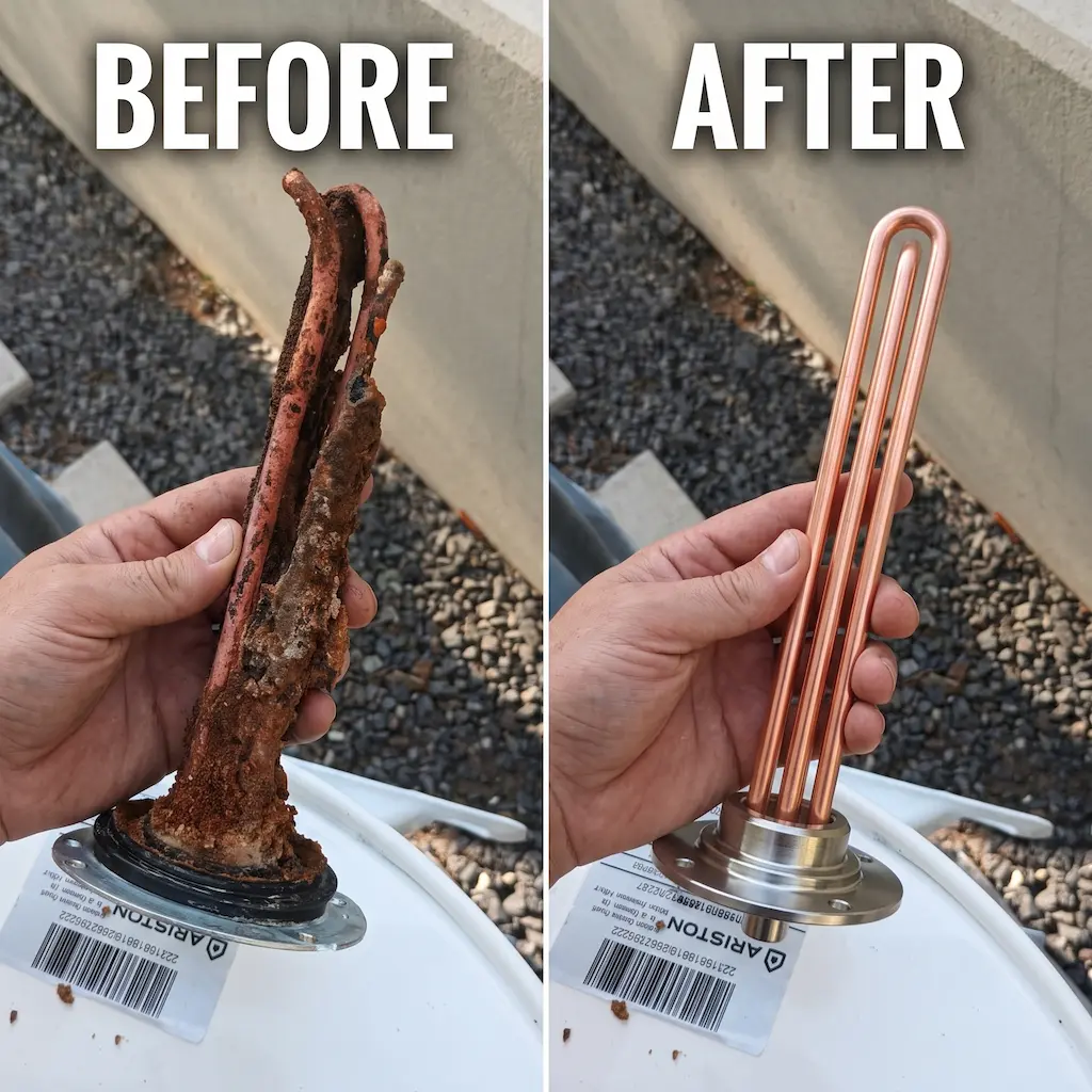 Heating Element Before and After Calcification